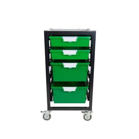 STORSYSTEM Commercial Grade Mobile Bin Storage Cart with 4 Green High Impact Polystyrene Bins/Trays CE2100DG-2S2DPG
